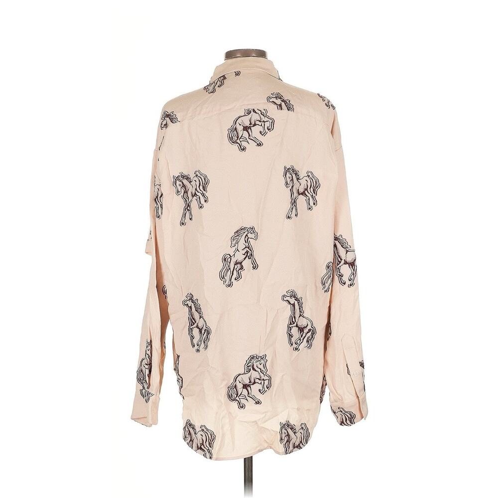Hellessy Horse Western Print Cut Out Button Down Tunic Cream Shirt 6 View 2